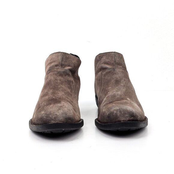 Born Women Kerri Distress Grey Leather Western Zip Ankle boots size 8.5 - Picture 2 of 7